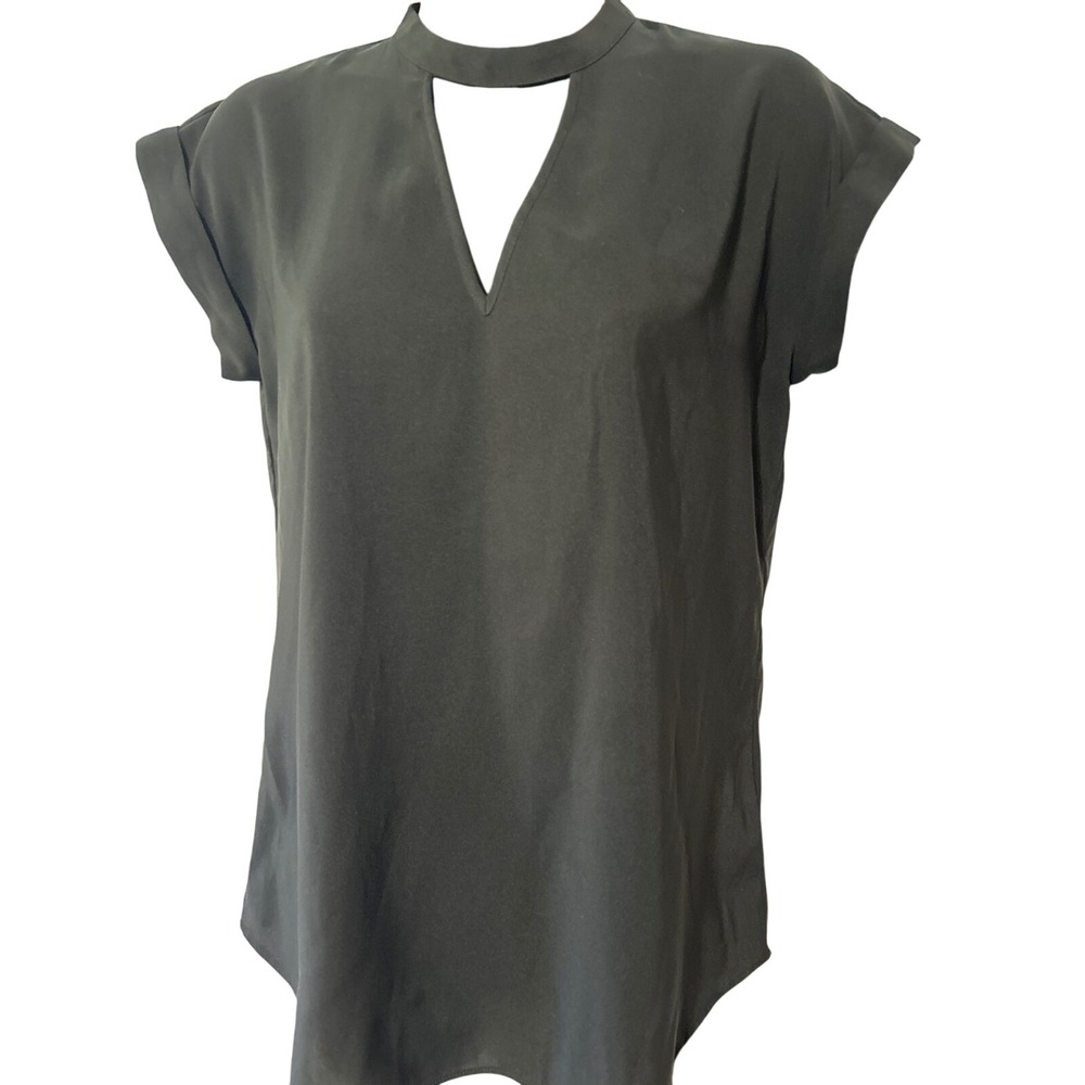 Express Black Cutout Mock Neck Short‎ Sleeve Tunic Top Blouse XS